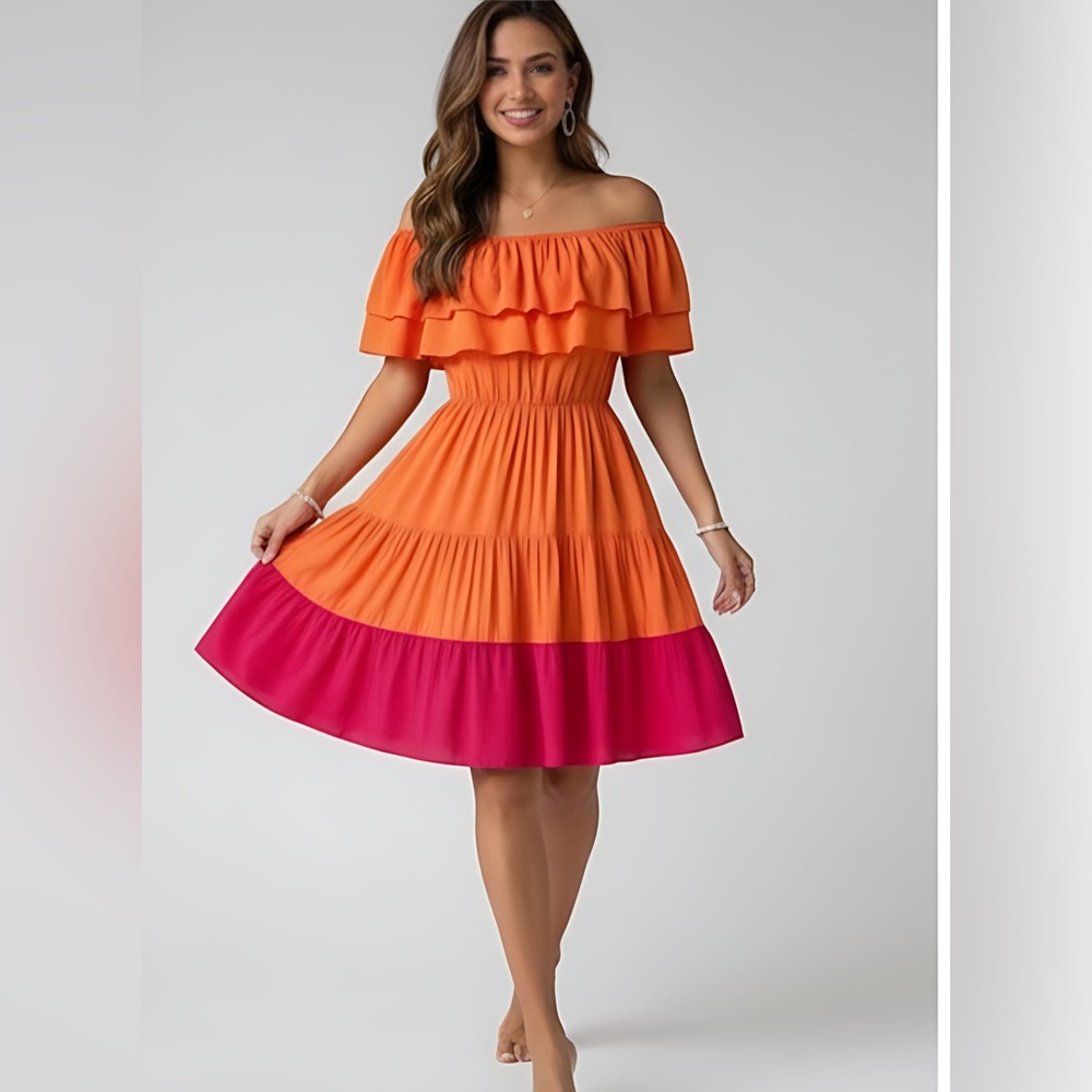 Off Shoulder Ruffle Dress - Picture 5 of 10